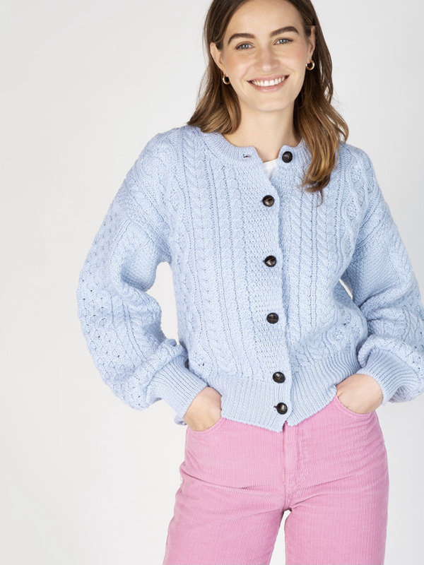 The Blossoms Collection Cropped Cardigan - Ice Blue