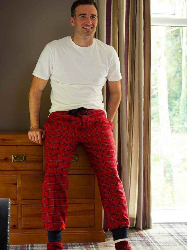 Pyjamas Chaussons Chaussettes Pantalon mixte doublé polaire  - LV27 Red Tartan