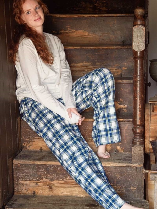 Pyjamas Chaussons Chaussettes Pantalon flanelle mixte - LV38 Blue White Check