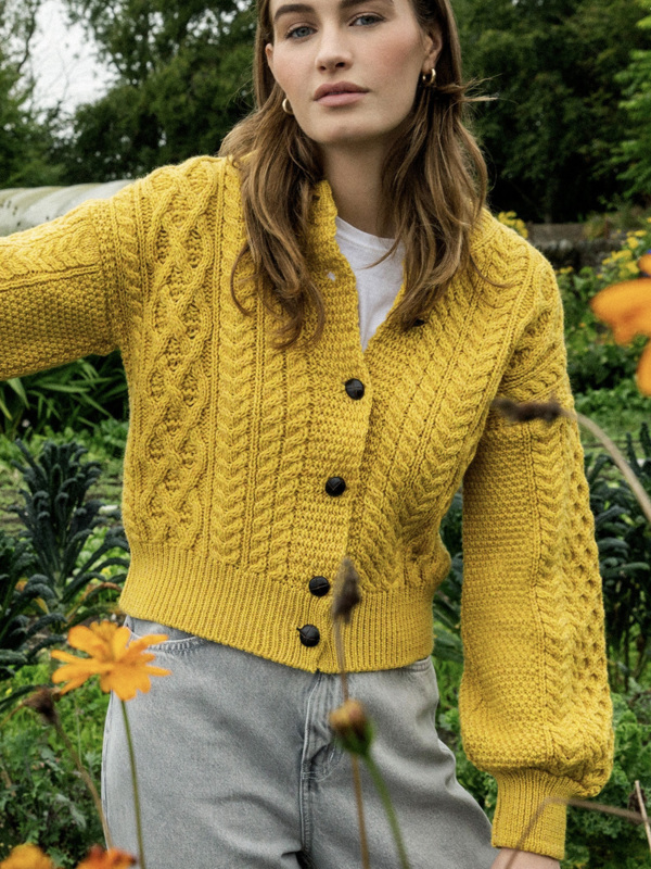 The Blossoms Collection Cropped Cardigan - Sunflower Yellow