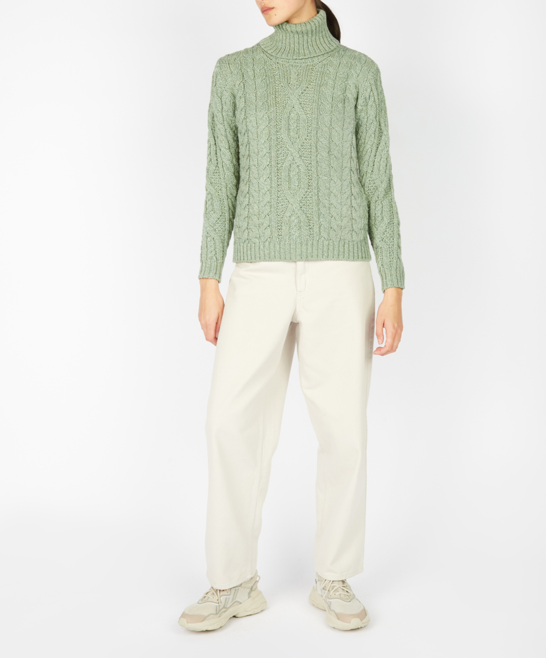 Pull Col Roulé Femme Pure Laine Vierge Gris - Taille L - Made In Italy - Occasion Excellent état